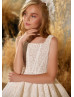 Square Neck Ivory Lace V Back Flower Girl Dress Photoshoot Dress